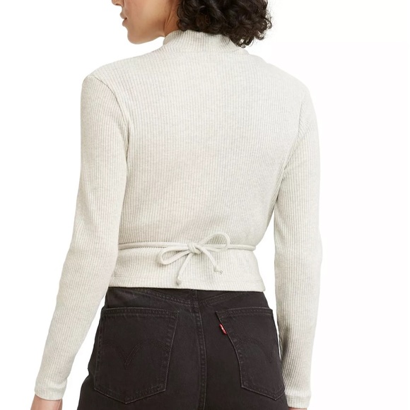 ribbed vest & long-sleeve wrap top set - Picture 4 of 7